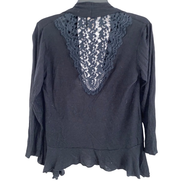 BOBEAU Black Crochet Lightweight Knit Cardigan Size Medium - Picture 4 of 10
